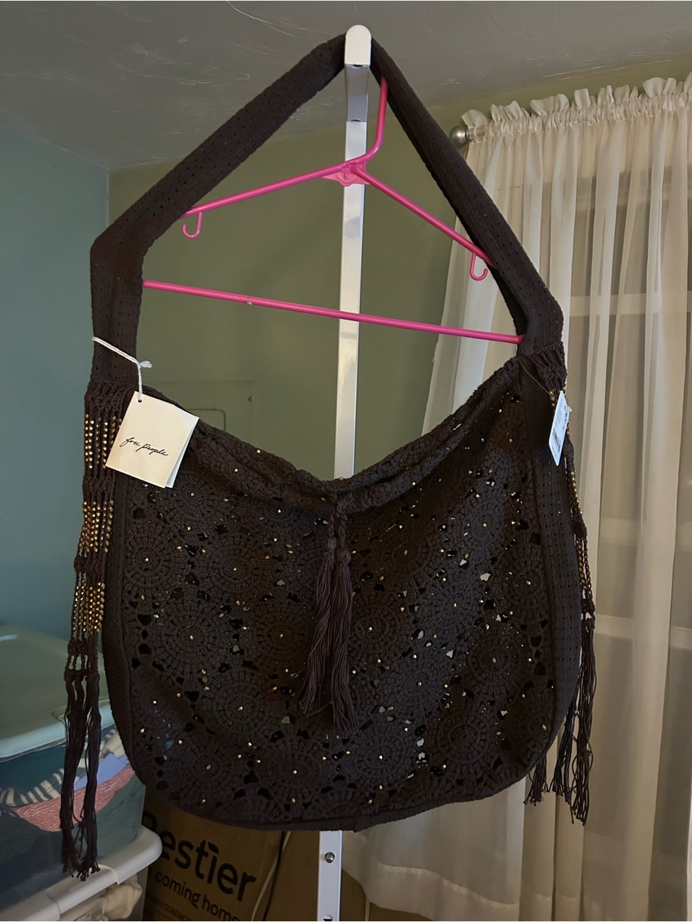 Free People Sunrise to Sunset Crochet Tote in Espresso